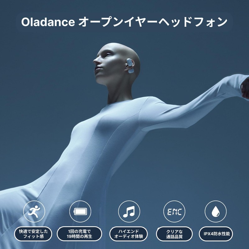 Oladance OWS1 Open-Ear Wireless Earphones, Bluetooth 5.2 / No Ear