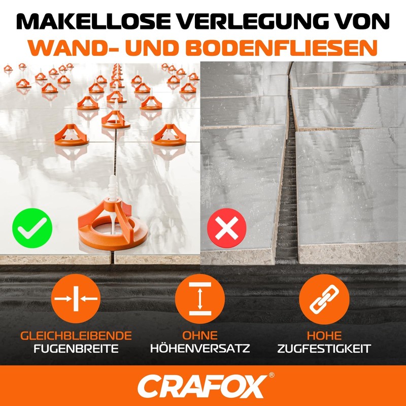 CRAFOX® Tile Levelling System Accessories, 250 x Thread Tabs, 3