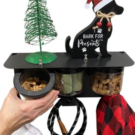 Vascito Pet Station Shelf Storage Organizer Dog Leash Holder for Wall, Dog Storage Organizer with 13.5" Dog Shelf, Dog Hooks and 3 Airtight 16oz Dog Treat Jars, New Puppy Essentials