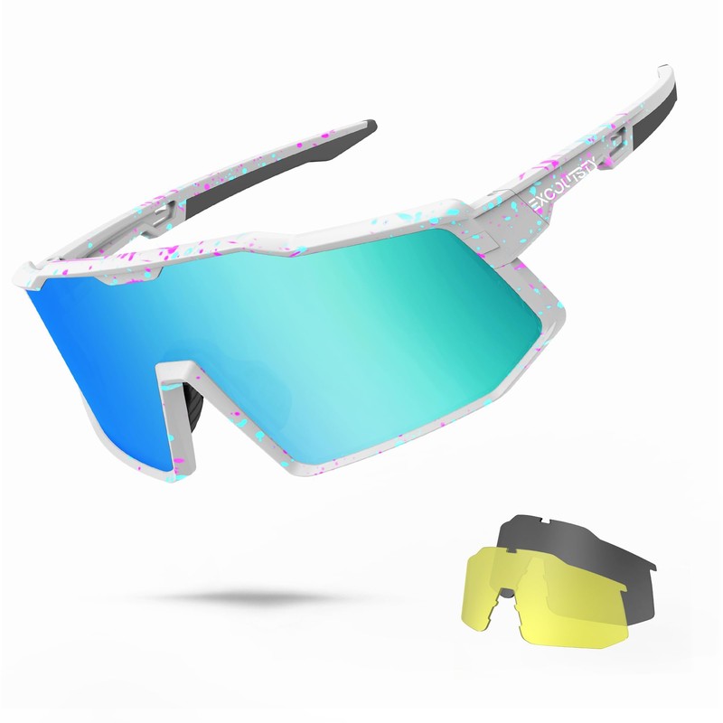 Excoutsty Polarized Sports Sunglasses for Men Women,UV400 Windproof Baseball Cycling