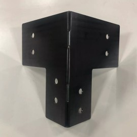 RiverDriveDesigns PostHugger™ Outside Corner or Flat T For 4x4 Upright to 6x6 or 2x6 Horizontals - Outside Corner for 4x4 Upright to 6x6 or 2x6 Horiz, 1/8" Steel with Black Powder Coating