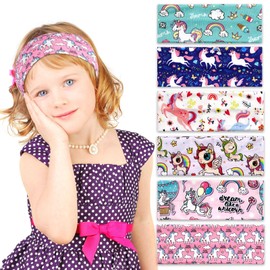 Pack of 6 Headbands Girls, Girls Unicorn Headband, Elastic Headband Children, Thin, Ultralight Wide Hair Band, Hair Bands Girls for 5-15 Years, Suitable for Sports, Hairband Make-Up