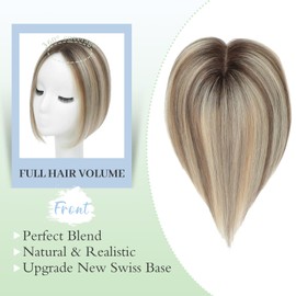 SEA SINGING Hair Toppers for Women Real Human Hair,Remy Human with Thinning Upgrade Middle Part Clip in Topper Hair Pieces for Women Daily(2T613#)