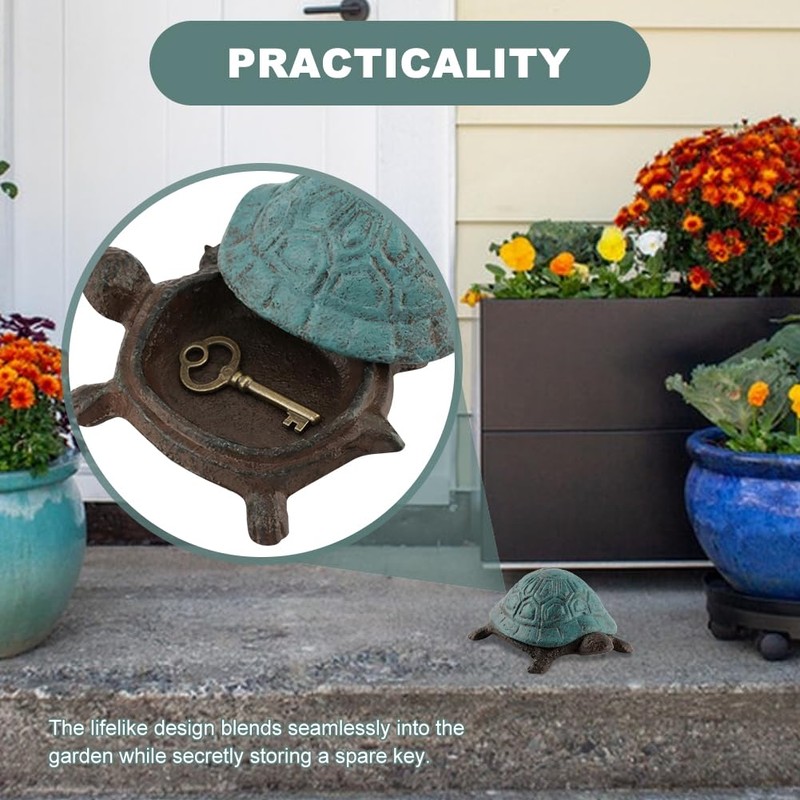 Cast Iron Turtle Key Hider, Outdoor Spare Hidden Key Holder