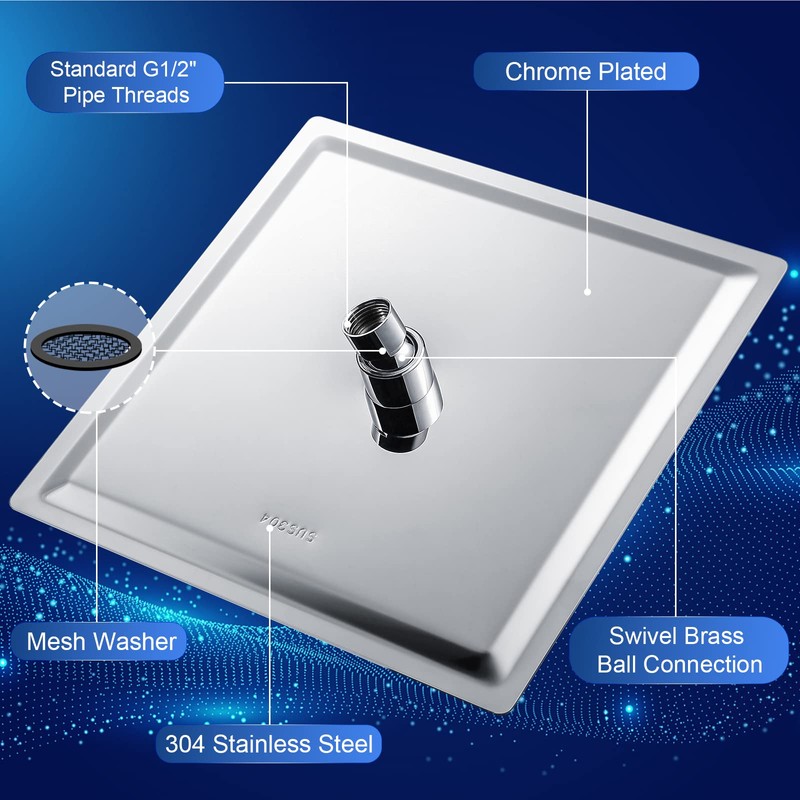 Aiscsc Rain Shower Head - 10 Inch High Pressure Shower