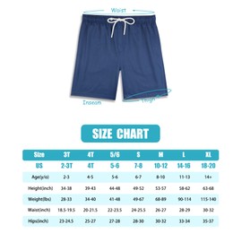 QRANSS Navy Blue Swimming Trunks for Toddler Boys Boxer Liner Swim Trunks Size 3T,Anti-Chafe Swim Trunks Little Boys Board Shorts