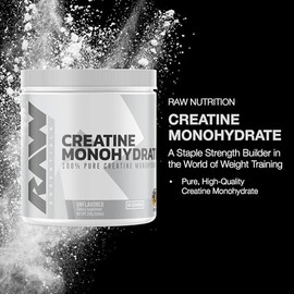 RAW Nutrition Creatine Monohydrate Powder - Unflavored Micronized Creatine Monohydrate Workout Supplement for Muscle Energy, Strength & Endurance - Cr
