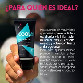 Atika COOL DOWN Crema Corporal Muscular | Recuperación Acelerada y Frescura Instantánea | Post Ejercicio y Termogénico Frío para Deportistas | Con Vaselina, Urea y Cristales de Mentol.