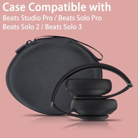 co2CREA Hard Travel Case Compatible with Studio Pro x Kim Kardashian/Beats Studio Pro/Solo Pro / Solo3 / Solo2 Wireless On-Ear Headphones, Black Case