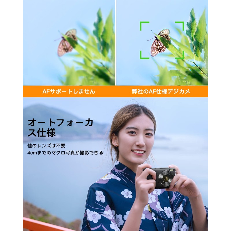 Lecran Digital Camera, Autofocus, 44 Megapixels, 1080P HD Camera, Image