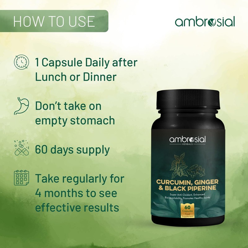 Ambrosial Curcumin Turmeric and Black Pepper Capsules with Ginger |