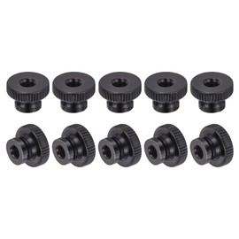 sourcing map Knurled Thumb Nuts, 10Pcs M5 x 16 x 10mm Carbon Steel Knurled Nut, Adjusting Round Knobs Fasteners Nuts for 3D Printer Parts, Black