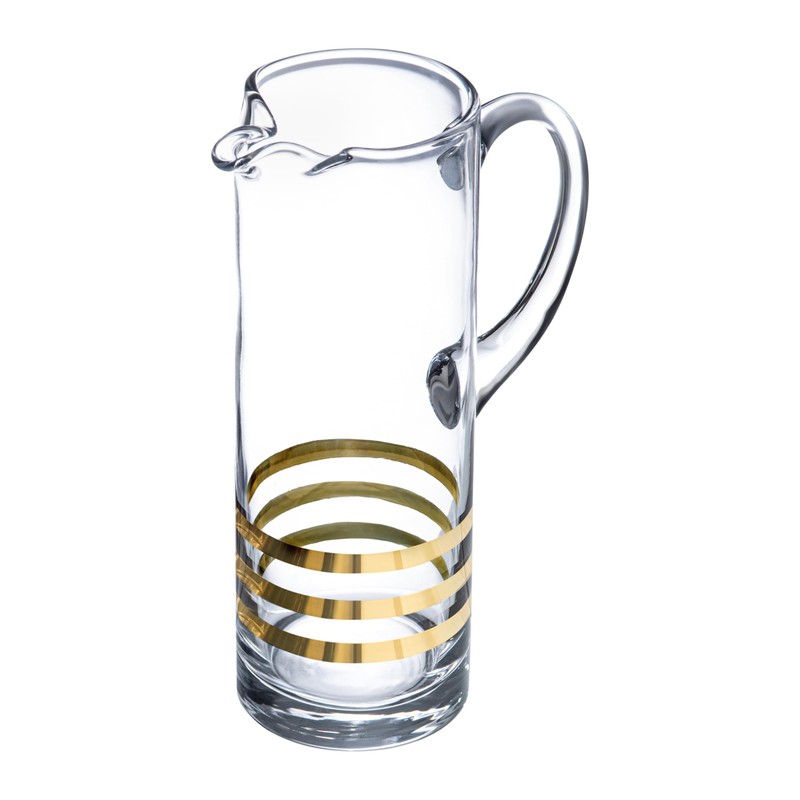 Glass Pitcher with handle Straight Sided, Handmade, With Spout, Three