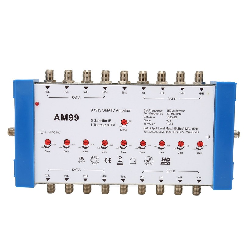 9 Way SMATV Amplifier Professional Plug and Play Satellite TV