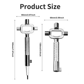 RFYTDCF Pack of 2 Universal Construction Keys, 6-in-1 Architect Key Zinc Alloy Building Universal Key Construction Site Key with Cylinder Measuring Gauge for Opening Mortise Cylinder Lock, Silver