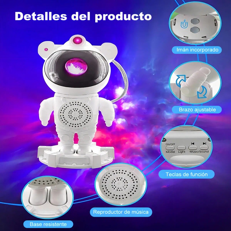 Proyector Estrellas CM-TOP Astronauta Luz LED Bluetooth USB 12cm