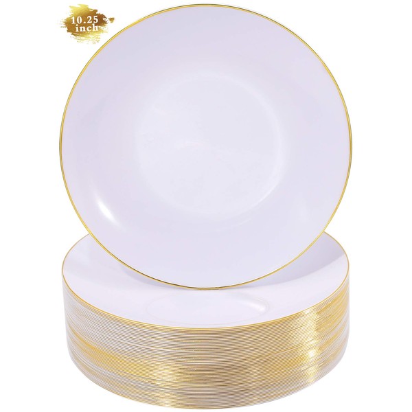 Nervure Nervure 100 Pieces Gold Plastic Plates - 10.25 inch