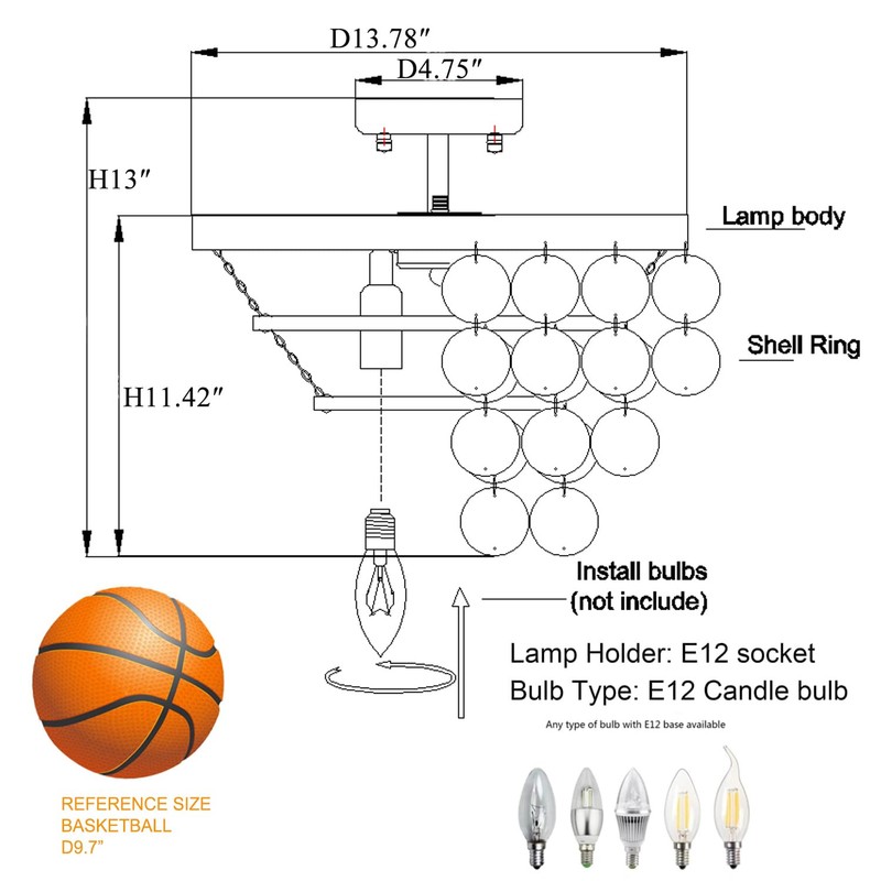 Topaluce Boho Capiz Shell Chandelier 3-Light Round Silver Coastal Ceiling
