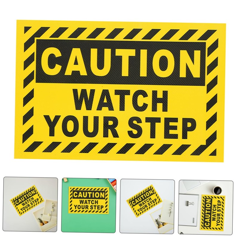 SHINEOFI Watch Your Step Caution Sign Durable PVC Wet Floor