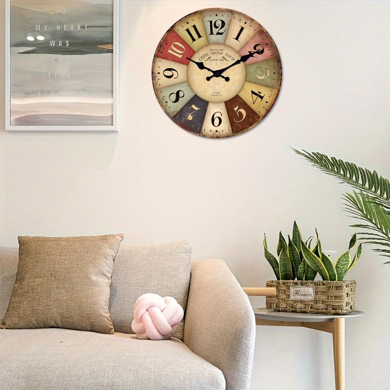 Constantplanet Farmhouse Wall Clocks for Living Room Decor Colorful Wall