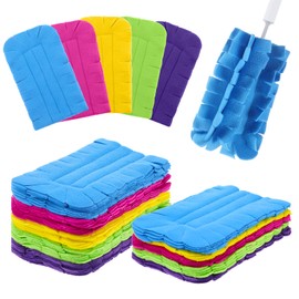 10 PCS Duster Refill Fleece Refills Hand Dusters Cleaning Reusable Duster Pads Washable Dusters for Cleaning Ceiling Fan Hardwoods Window Kitchen Floor, Rainbow Colors (Bright Color)