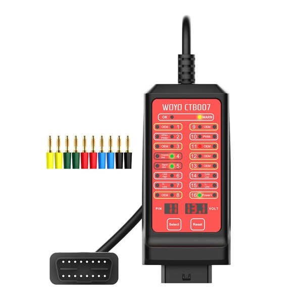 Automotive Circuit Tester, 12V/24V Car Electrical Tester, 16 Pin Break Out Box Detection can Achieve Quick Connect When During, for Vehicle, Boat, Motorcycle, Heavy Duty, Truck
