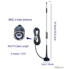 Dixingtek 2pcs 10ft HF VHF UHF Magnetic Base BNC Male Amateur Radio Antenna Compatible with Police Scanner Two Way Mobile Scanner IoT Spring Antenna