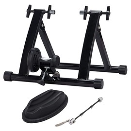 Topeakmart Magnetic Bike Trainer Stand Indoor Magnet Steel Bike Exercise Trainer Stand Resistance Stationary Bike Trainer w/Front Wheel Support and Quick Release Skewer for 26in-28in, 700C Wheels