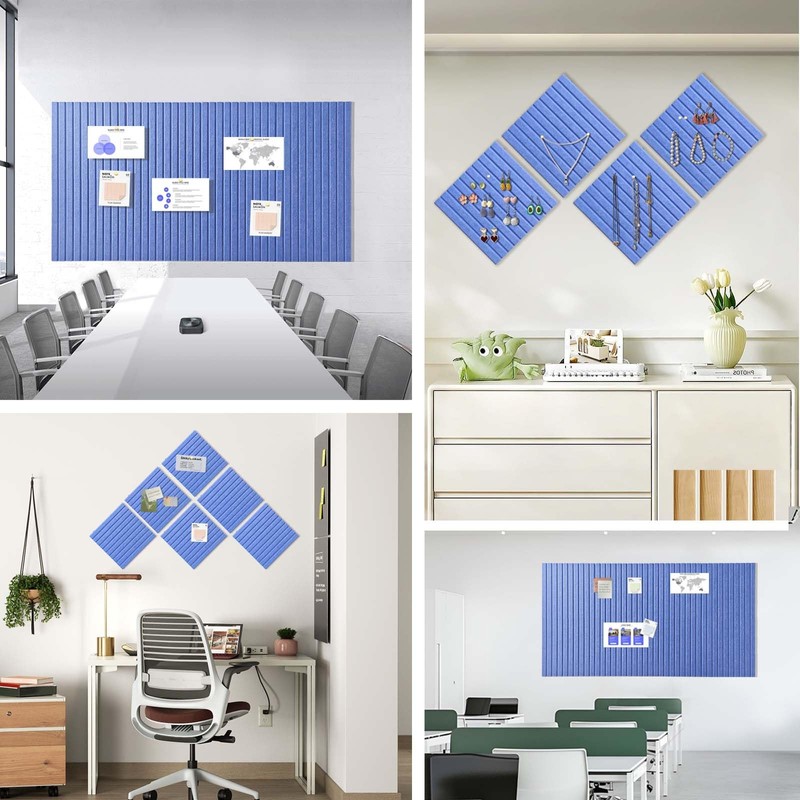 Large Cork Board for Office, 8 Pack Felt Wall Tiles