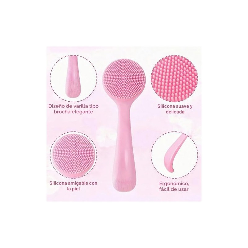 4 PCS Silicona Cepillos Limpieza Facial Manual, Silicona de Doble