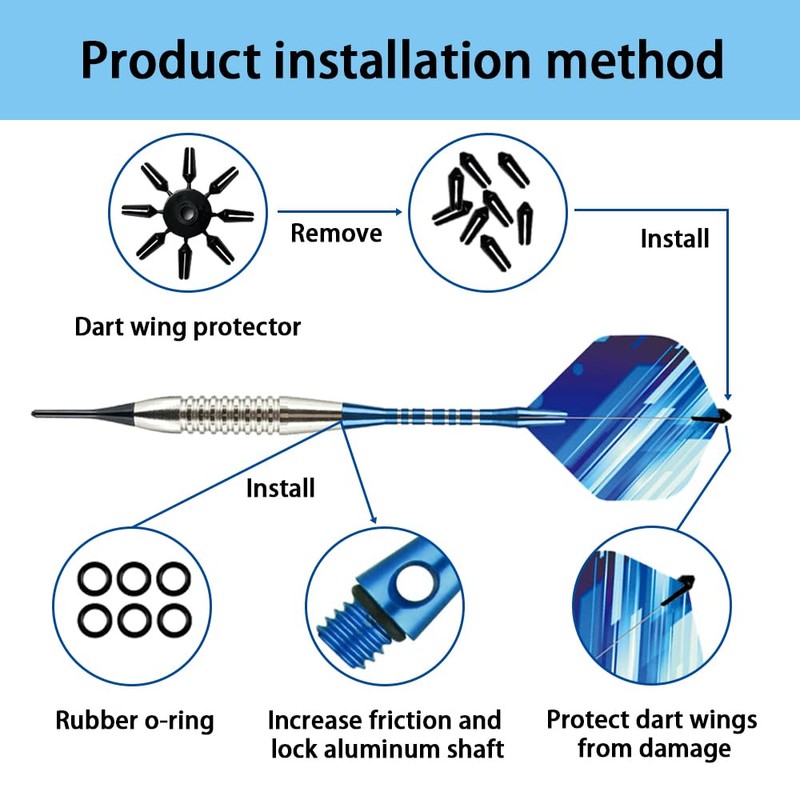 Pack of 3 Darts with Plastic Tip, for Electronic Dartboard,