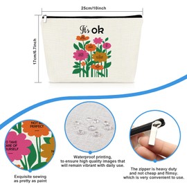 Teen Girl Gifts Flowers Makeup Bag Inspirational Gifts for Her Friends Daughter Niece Women Birthday Graduation Gift for Mom Wife Sister Motivational Encouragement Gift Cosmetic Bag Travel Pouch