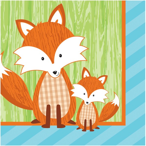 Creative Converting 16 Count 2 Ply Forest Fox Beverage Napkins,