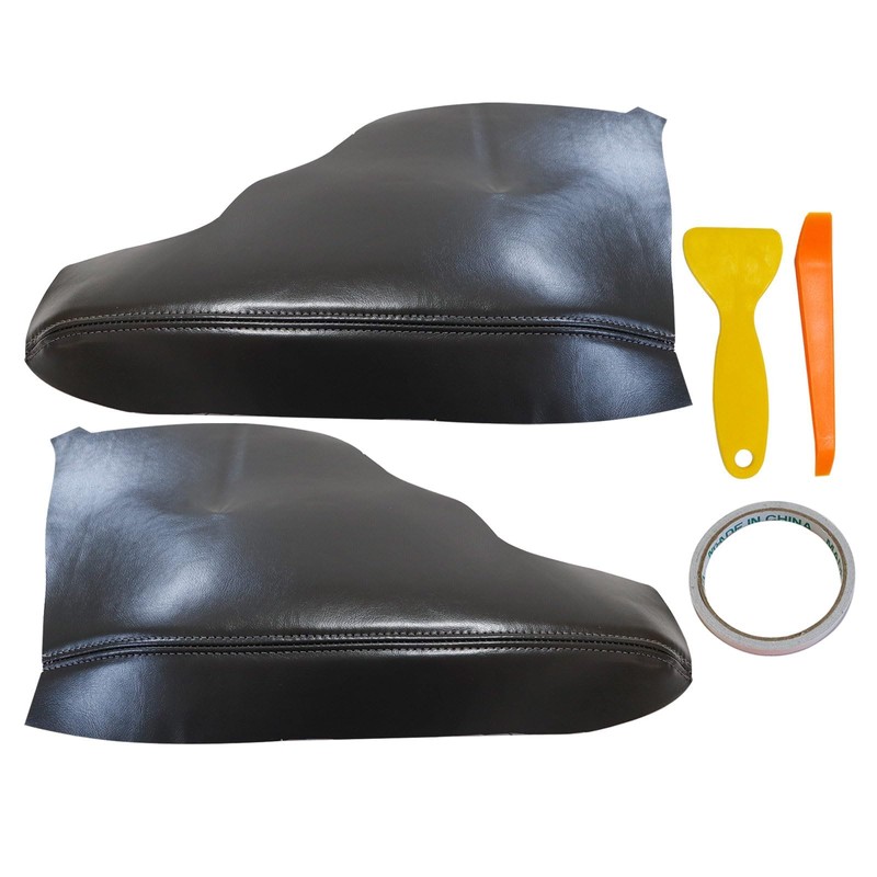 NLQR 2 Pcs Door Armrest Replacement Cover Leather Gray Compatible