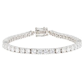 JTV Sterling Silver Rhodium-Plated Tennis Bracelet with White Cubic Zirconia (17.34ctw)