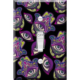 Toggle Wallplate, Single Light Switch Cover Plate - Hamsa hand symbol pattern