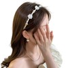 Traziewell White Headband Headbands for Women Rose Flower Pearl Headband