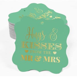 Inkdotpot Hang Tags Hugs & Kisses From The Wedding Favor Bracket Shape Gift Tags Real Gold Foil Bonbonniere Tag Pack Of 100