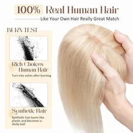 Rich Choices Human Hair Topper #12P613 Golden Brown&Bleach Blonde Hair Toppers for Women Real Human Hair 10inch Toppers Hair Pieces For Women Hand-made Remy Hair Topper With Thinning Hair