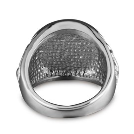 HIJONES Mens Stainless Steel Silver Hip Hop Lion Head Ring Signet Style Silver Size P