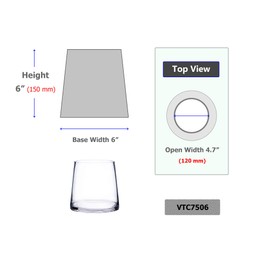 WGV Tapered Glass Vase, Width 6", Height 6", (Multiple Sizes Choices) Clear Taper up Cylinder Floral Planter Bouquet Centerpiece for Wedding Event Home Decor, 1 Piece (VTC7506)