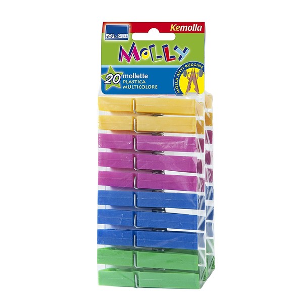 Parodi&Parodi 20 Coloured Plastic Clothes Pegs Tough, Peg for The Laundry, Pegs, Set of 20 Coloured Durable Plastic Clothes Pegs with Rust Proof, Art. Spring 361