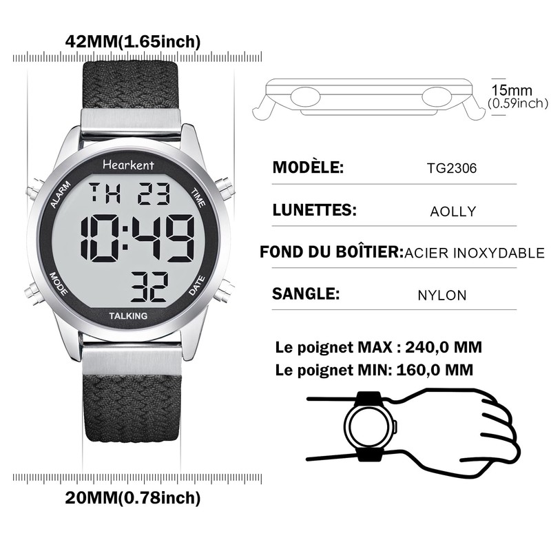 Hearkent Senior Talking Wrist Watch Large Number Easy to See