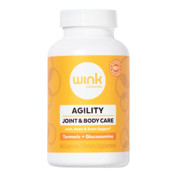Wink Well Agility Joint & Body Care - Dietary Supplement Includes Turmeric and Glucosamine - Provides Support for Joint Care and Heart Brain Immune Health Support 60 Capsules