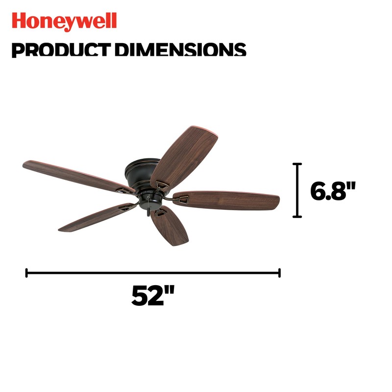 Honeywell Ceiling Fans Glen Alden, 52 inch Classic Flush Mount