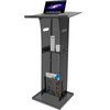 DigDozer Acrylic Podium Stand with Storage Shelf,Segmented Black Lecterns &