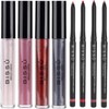 Kit Brillo Labial con Glitter y Delineador Retráctil (8 pzas)