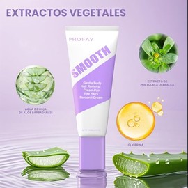 Crema de depilación PHOFAY para pieles sensibles de hombres y mujeres – Depiladora de acción rápida y suave, recomendada por dermatólogos con aloe y á