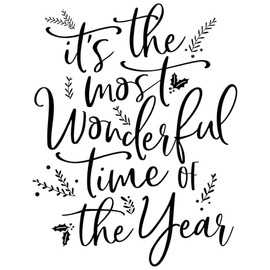 Christmas Holiday Word Phrases Sentiment Wooden Stamp with Handle, Rubber Stamp for DIY Card Making, Crafting, Scrapbooking or Journaling, Calligraphy Word Art Merry Christmas (Design #4)