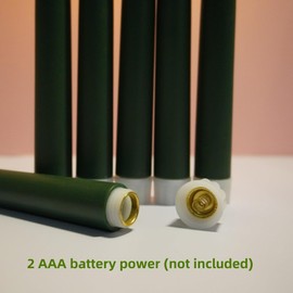 Ni-JASW Green Flameless Taper Candles with Remote Timer, Flickering Battery Operated LED Candlesticks Set of 12